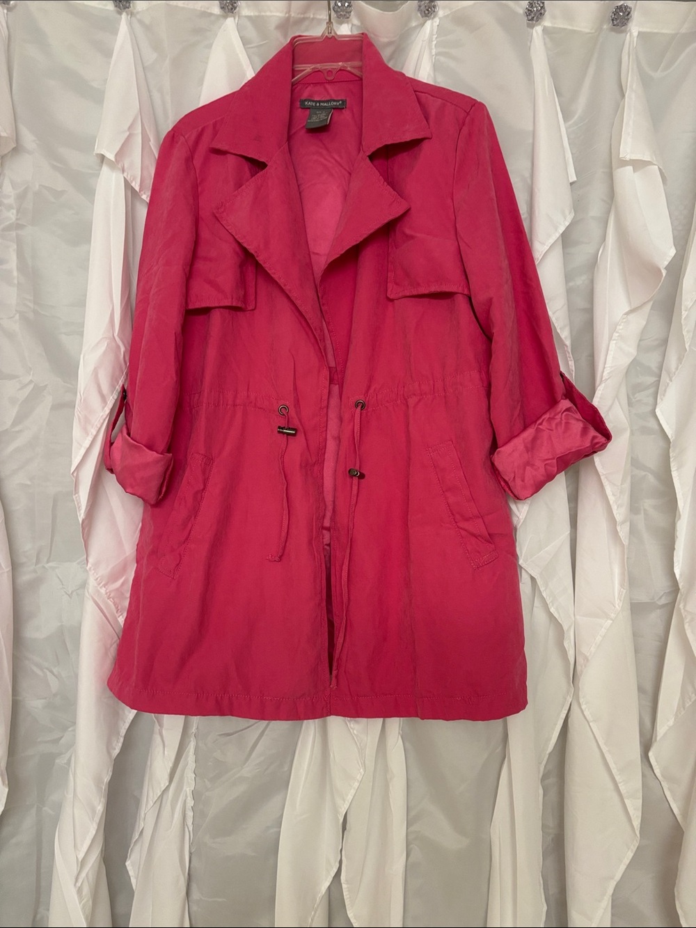 Jones New York Vibrant Pink Drawstring Trench Coat